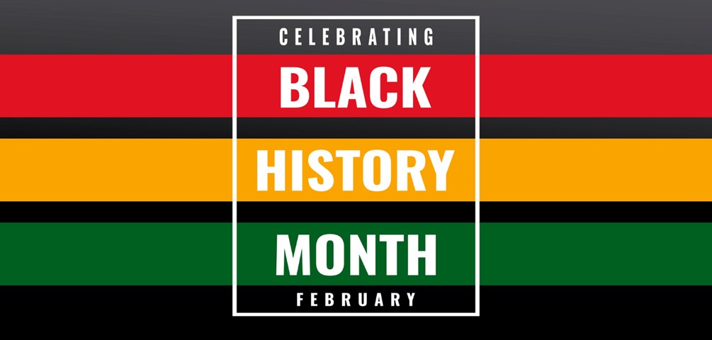 Celebrating Black History Month 2024. Red, yellow and green stripes on a black background